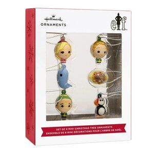 Hallmark Mini Christmas Ornaments (Elf, Shatterproof), 6 Count